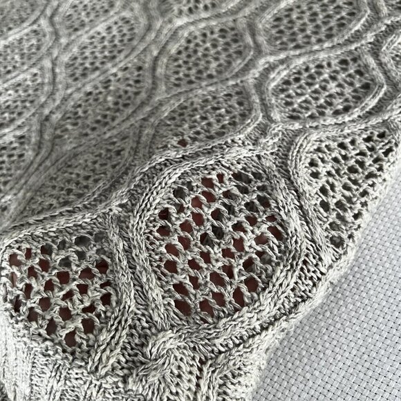 Mudd Y2K Open Weave Neutral Oatmeal Beige Sweater Junior Size L 3/4 Sleeve - Picture 6 of 7